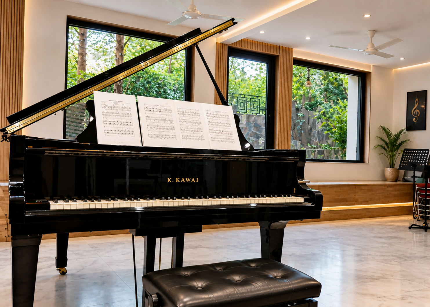 Studio arranged for music sessions